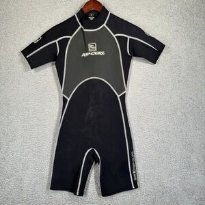 RIP CURL Shorty Classic Wetsuit Youth Size 16 Black Short Sleeve Mock Neck‎ Surf